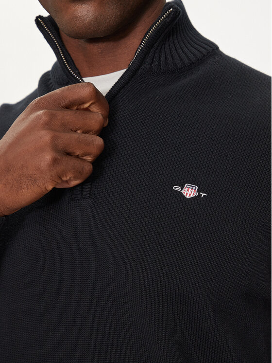 Gant Gant Sveter Casual Cotton Half Zip 8030170 Čierna Regular Fit