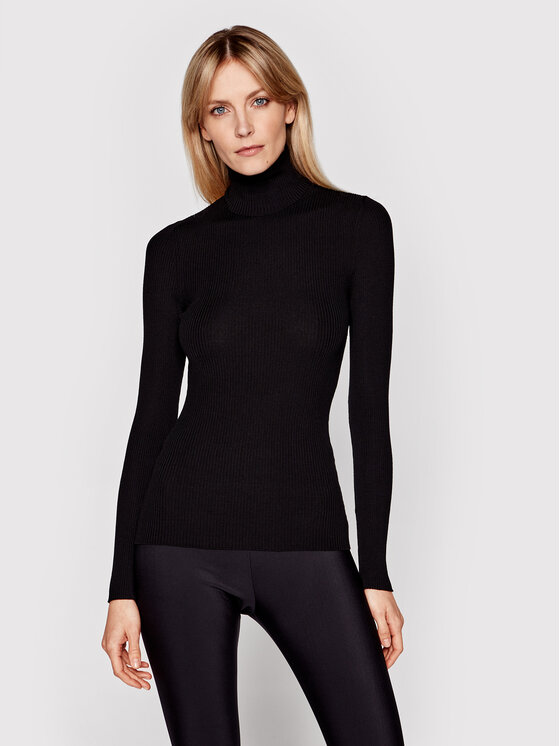 Wolford Bluză cu gât Merino Fine 52769 Negru Slim Fit 52769 imagine noua