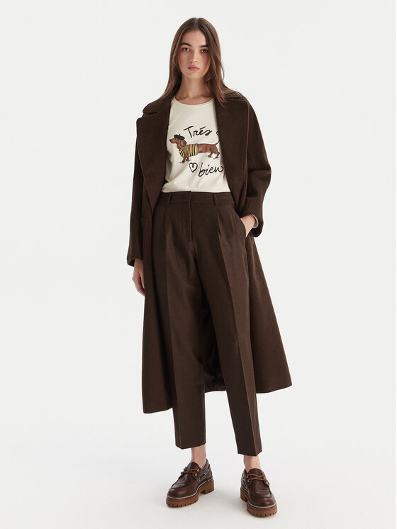 Weekend Max Mara Weekend Max Mara Pantaloni di tessuto Caldaia 2525136152 Marrone Regular Fit
