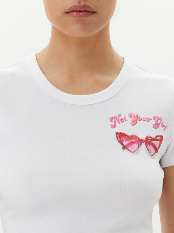 HUGO HUGO Majica Delanor_2 50539132 Bela Cropped Fit
