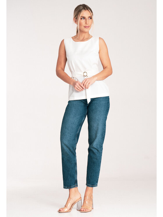 FIGL FIGL Bluzka M1071 Biały Regular Fit