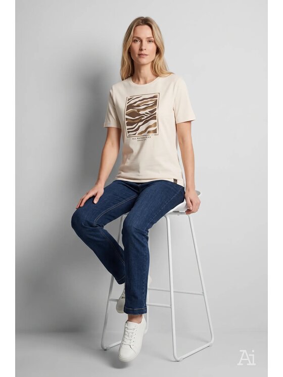 Cross Jeans Cross Jeans T-Shirt 56281-009 Beżowy Regular Fit