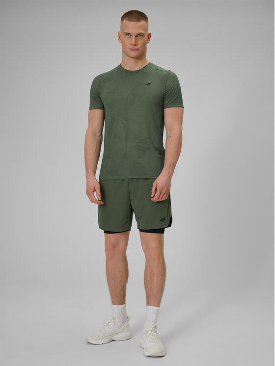 4F 4F Koszulka techniczna ATHLETIC Khaki Regular Fit