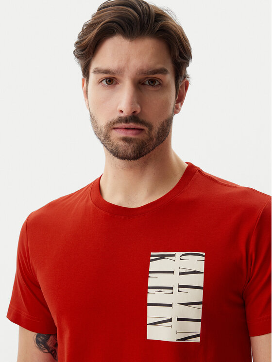 Calvin Klein Jeans Calvin Klein Jeans Marškinėliai Serif Box Graphic J30J327474 Raudona Regular Fit