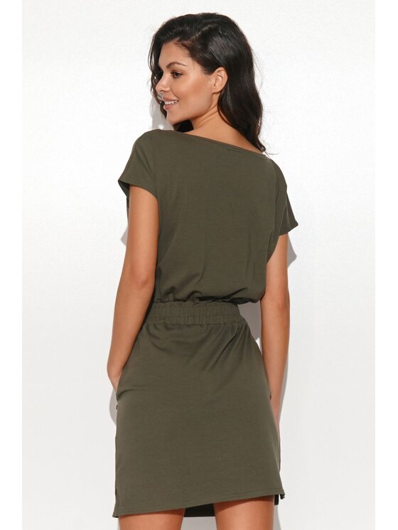 Numinou Numinou Sukienka codzienna NU442 Khaki Comfort Fit