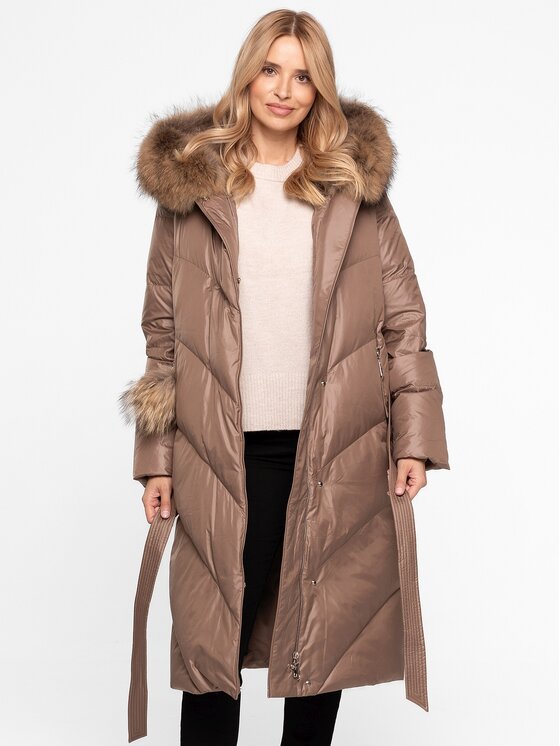 Perso Perso Dámska bunda BLH251050FXR Béžová Regular Fit