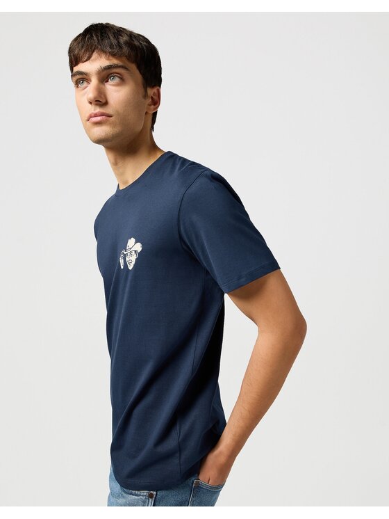 Wrangler Wrangler T-Shirt Small Graphic Tee Niebieski Regular Fit