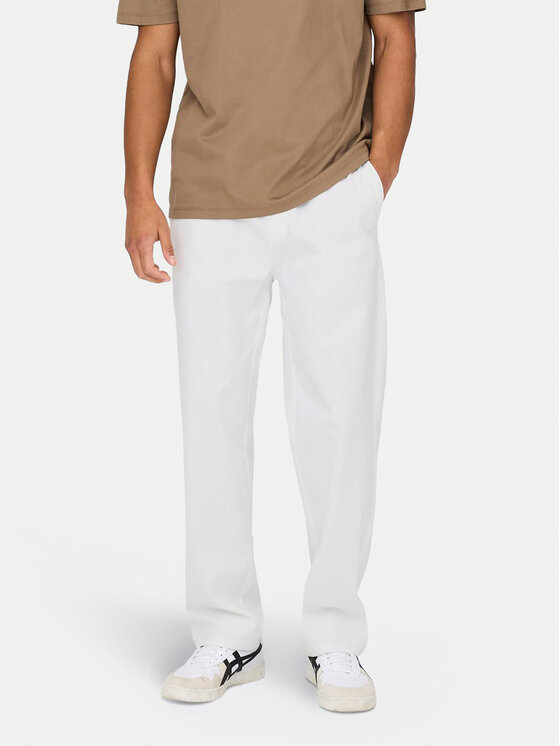 Only & Sons Only & Sons Hlače iz tkanine Sinus 22028267 Bela Loose Fit