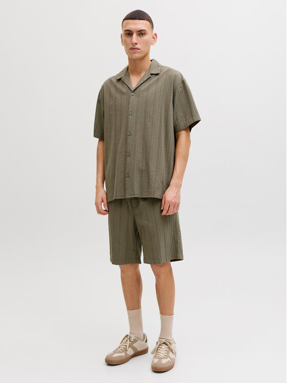 Jack & Jones Jack & Jones Sada košile a sportovní šortky Tyson 12297649 Zelená Relaxed Fit