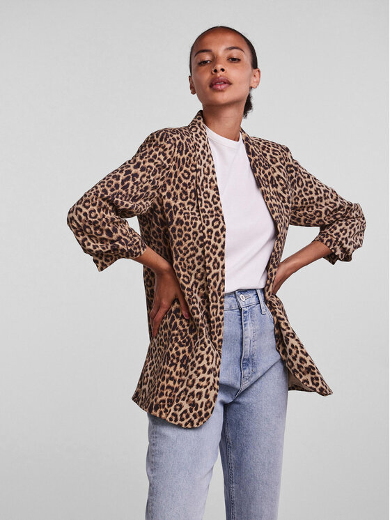 Pieces Pieces Marynarka 17126850 Brązowy Regular Fit