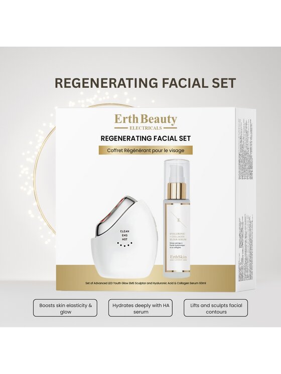 Erthskin London Erthskin London Zestaw regenerujący LED Youth Glow + Serum HA 60 ml Maska LED