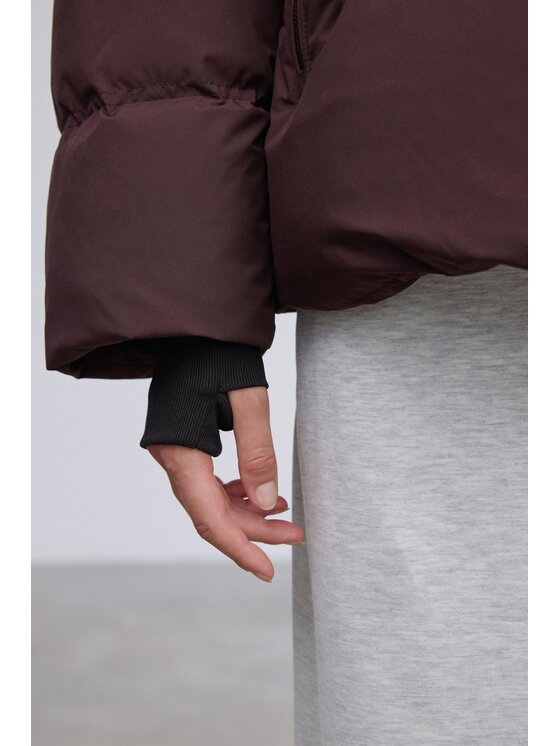 Estro Estro Vatovaná bunda ER00119334 Tmavo hnedá Loose Fit