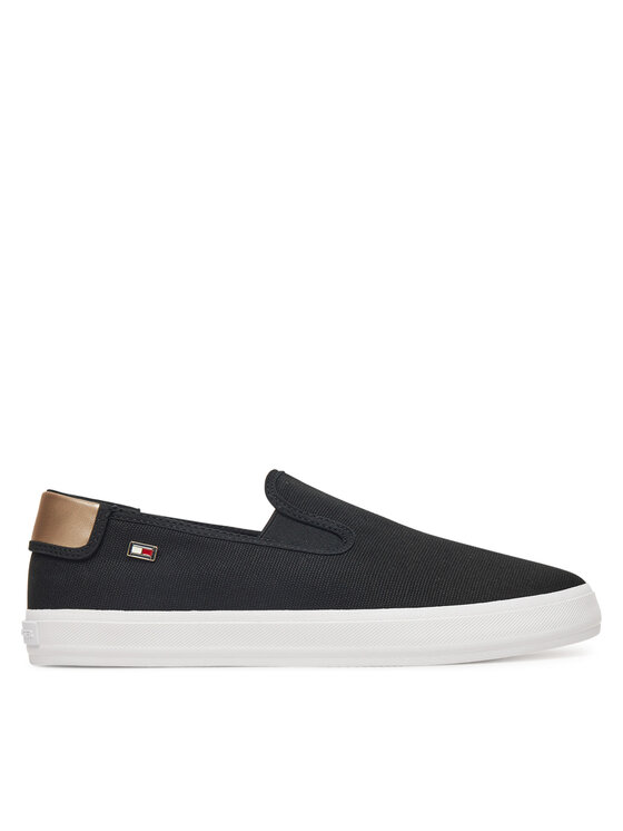 Tommy Hilfiger Tenisky Vulc Canvas Slip-On Sneaker FW0FW08645 Čierna