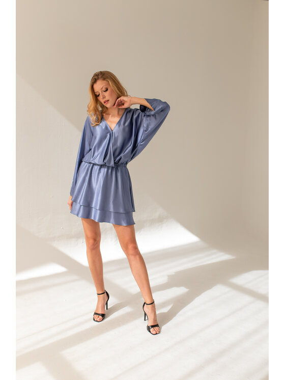 Entelier Entelier Sukienka elegancka kimonowy Niebieski Comfortable Fit