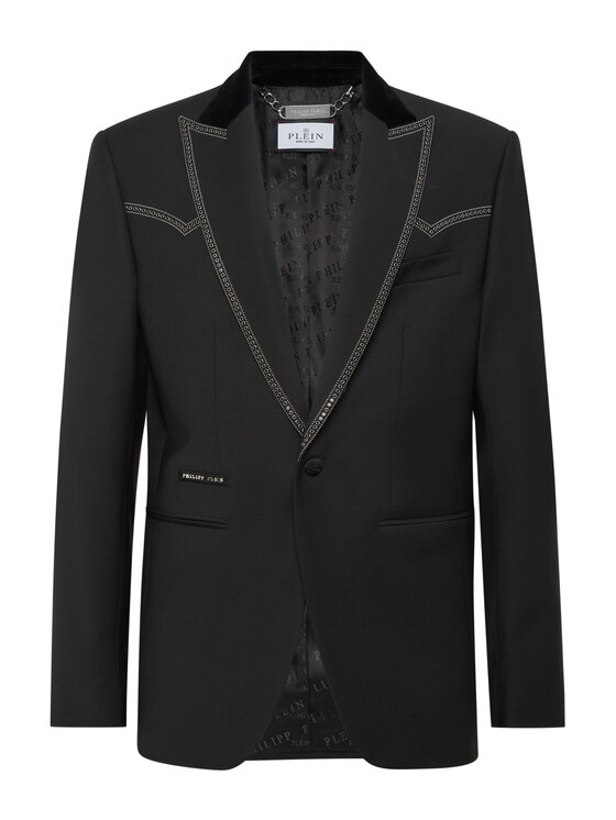 PHILIPP PLEIN PHILIPP PLEIN Marynarka 26101 Czarny Fitted Fit