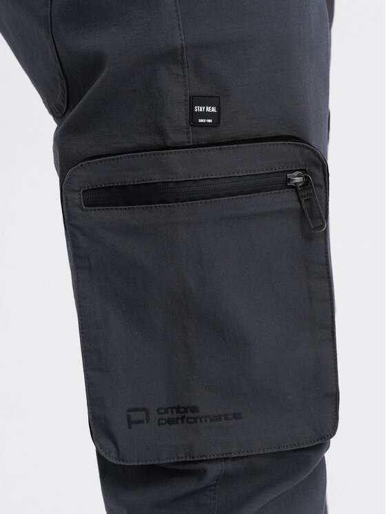 Ombre Ombre Joggers kalhoty OM-PAJO-0135 Šedá Cargo Fit