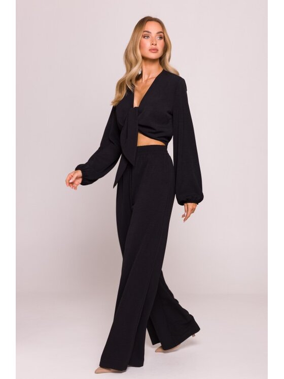 Made of Emotion Made of Emotion Spodnie materiałowe M862 Czarny Wide Leg