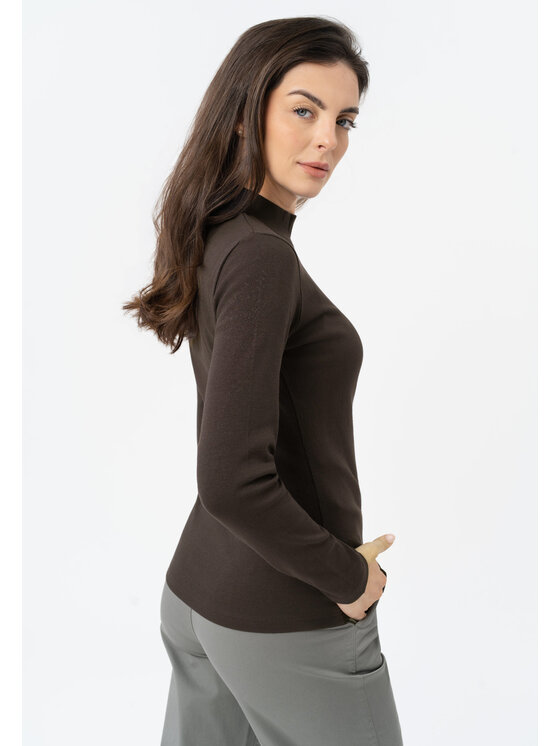 Volcano Volcano Longsleeve L-INGURI Brązowy Regular Fit