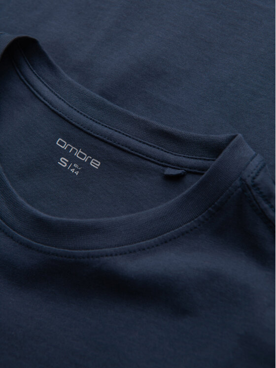Ombre Ombre T-Shirt OM-TSCT-0305 Tmavomodrá Regular Fit