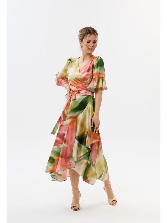Mirons Mirons Sukienka wieczorowa Print Zielony Feminine Fit