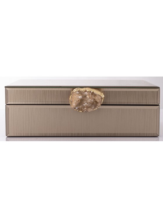 MIAhome MIAhome Szkatułka na biżuterię z MDFu z agatem 8x24x18,5 cm szampańska Beżowy
