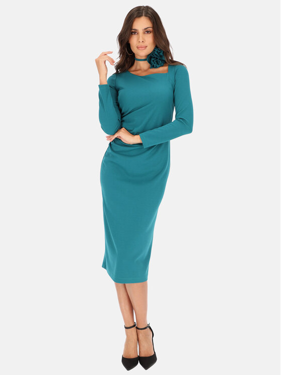 L’AF L’AF Sukienka koktajlowa Uno Turkusowy Slim Fit