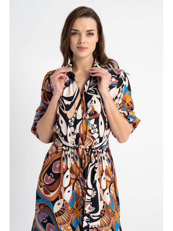 CLICK CLICK Sukienka letnia 60-6100 Kolorowy Regular Fit