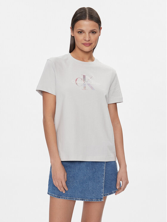 Női Póló Calvin Klein Jeans, Méret: XS, Szürke, Diffused Monologo J20J223264