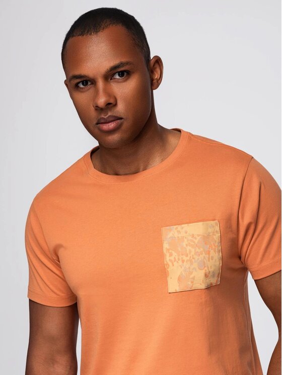 Ombre Ombre T-Shirt OM-TSPT-0227 Pomarańczowy Regular Fit