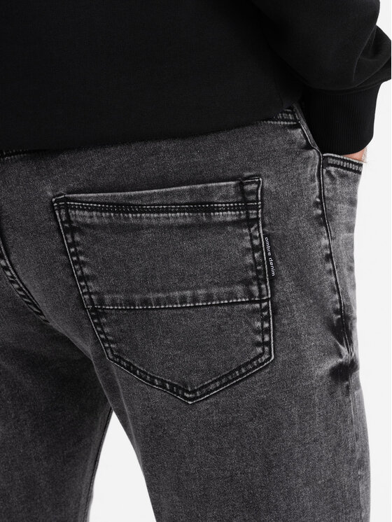 Ombre Ombre Jeansy OM-PADP-0214 Šedá Regular Fit
