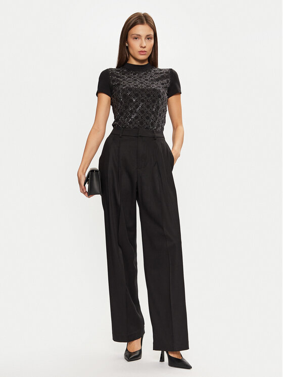 Guess Guess Spodnie materiałowe W5RB68 WGXM2 Czarny Regular Fit