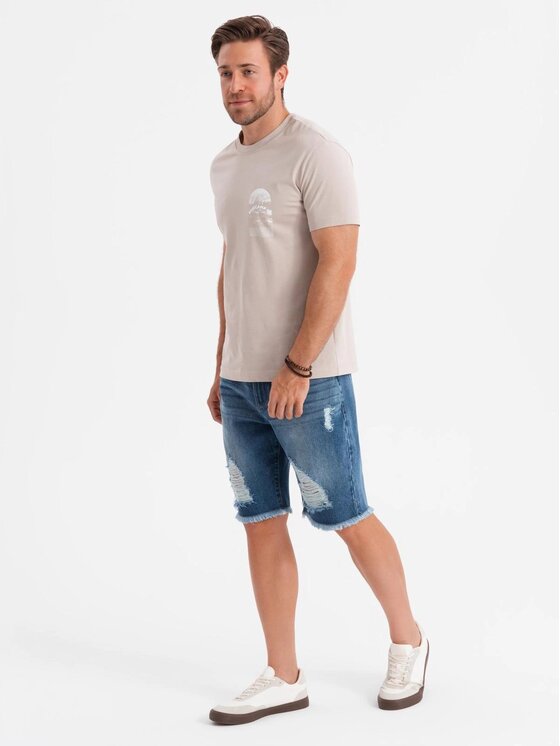 Ombre Ombre Szorty jeansowe OM-SRDS-0157 Niebieski Regular Fit