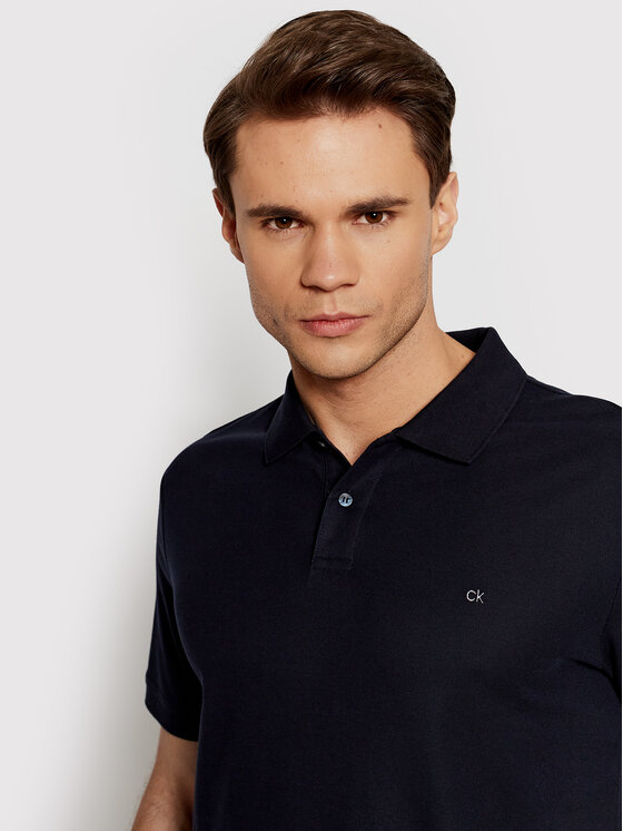 Calvin Klein Calvin Klein Pólóing Refined Pique Chest K10K102964 Sötétkék Regular Fit