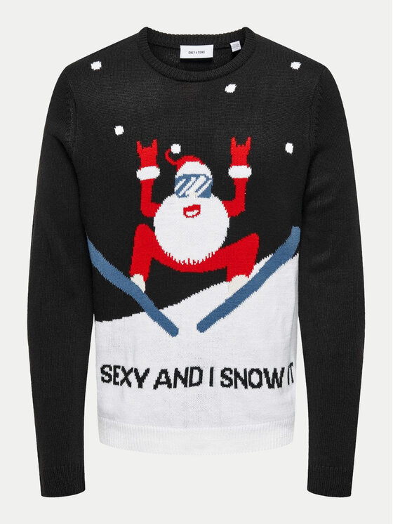 Only & Sons Only & Sons Πουλόβερ Xmas 22031170 Μαύρο Regular Fit