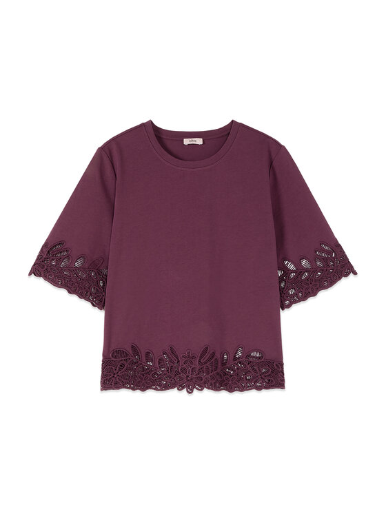 Oltre Oltre T-Shirt G00GJ004621N039 Fioletowy Regular Fit
