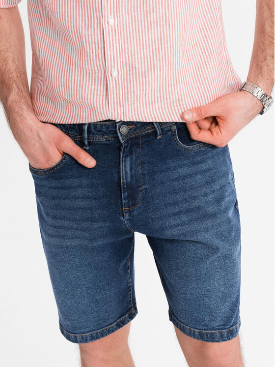 Ombre Ombre Szorty jeansowe OM-SRDS-0171 Granatowy Regular Fit