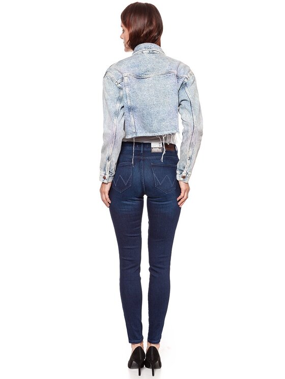 Wrangler Wrangler Kurtka damska RETRO CROP JACKET Niebieski Loose Fit