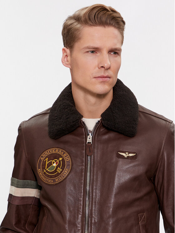 Aeronautica Militare Aeronautica Militare Nahkjope 232PN933PL147 Pruun Regular Fit