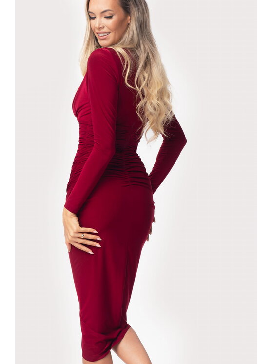 Aurora Aurora Sukienka wieczorowa Lidia Bordowy Curvy Fit