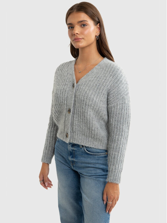 BIG STAR BIG STAR Kardigan KARDA_901_160 Szary Classic Fit