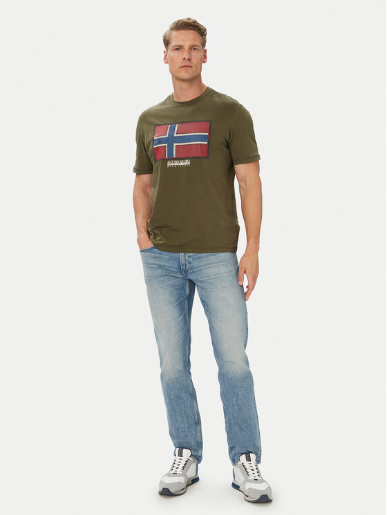 Napapijri Napapijri T-Shirt S-Flag Tiki Ss NP0A8A6IG1F1 Σκούρο πράσινο Regular Fit