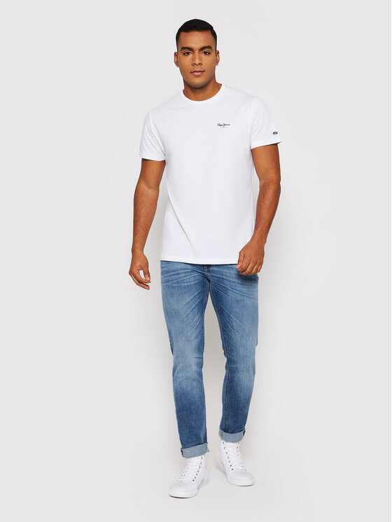 Pepe Jeans Pepe Jeans Marškinėliai Original Basic 3 N PM508212 Balta Slim Fit