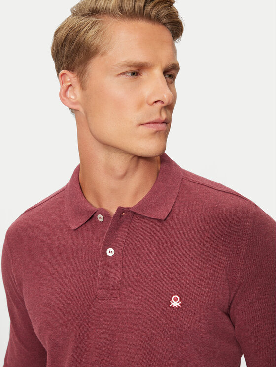 United Colors Of Benetton United Colors Of Benetton Polo 3088U3025 Bordowy Regular Fit