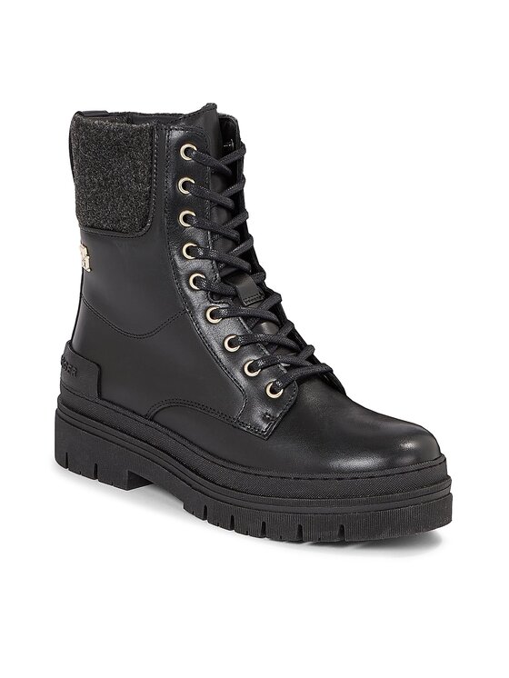 Tommy Hilfiger Tommy Hilfiger Stivaletti Feminine Felt Lace Up Bootie FW0FW07500 Nero