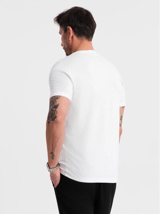 Ombre Ombre T-Shirt OM-TSBS-0236 Biały Regular Fit