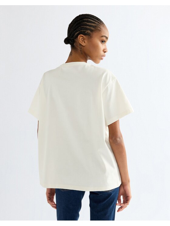 Wrangler Wrangler T-Shirt GIRLFRIEND TEE Biały Relaxed Fit