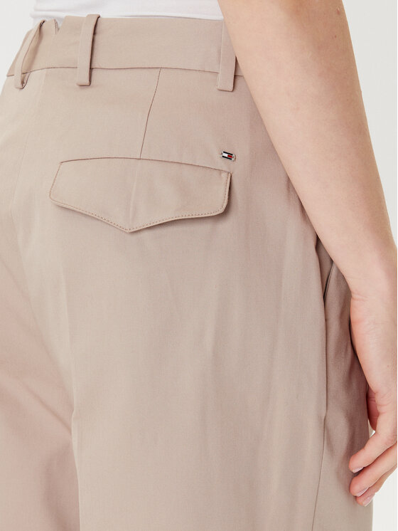 Tommy Hilfiger Tommy Hilfiger Hlače iz tkanine WW0WW45791 Bež Wide Leg