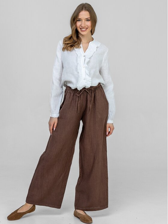 Perso Perso Spodnie materiałowe PTE267299F Brązowy Wide Leg
