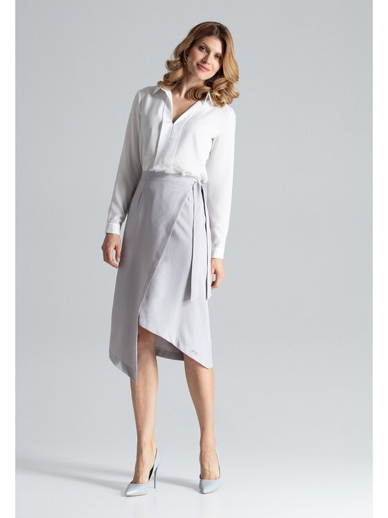 FIGL FIGL Midi sukně M629 Šedá Straight Fit