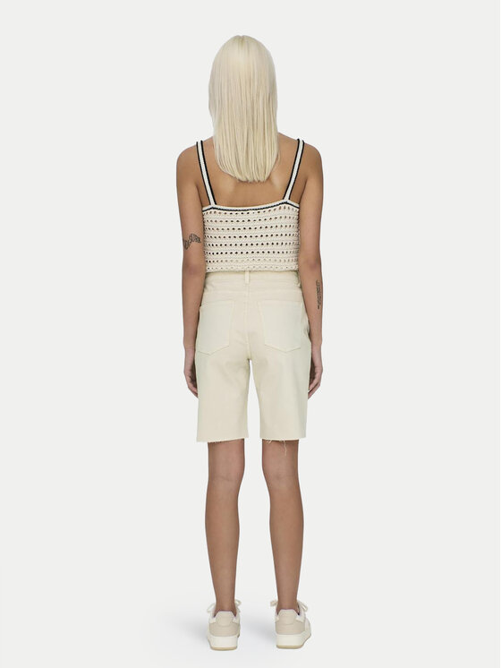 ONLY ONLY Szorty jeansowe Emily 15311258 Écru Mom Fit